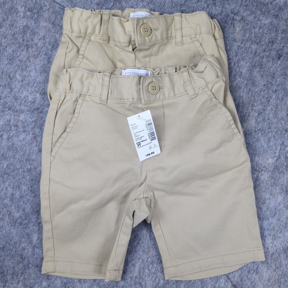 The Children's Place Girls' Chino Shorts Sandy 2 Pack SZ 3T